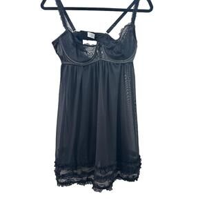NWT Adore Me Lingerie Womens Size 38B & 32D Black Lace Adjustable Sheer Babydoll
